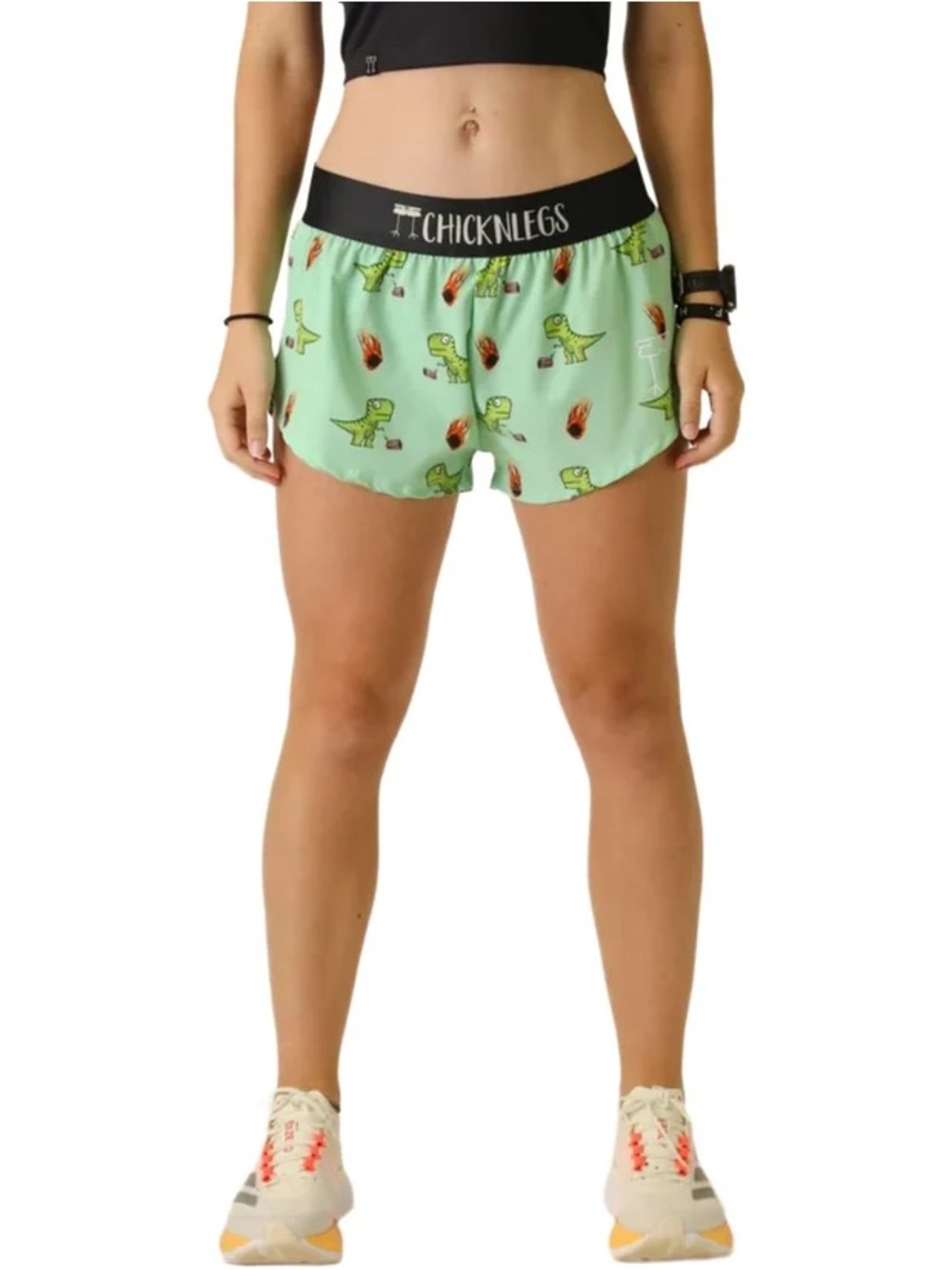Women's Green Dino Print Running Shorts t Rex XS